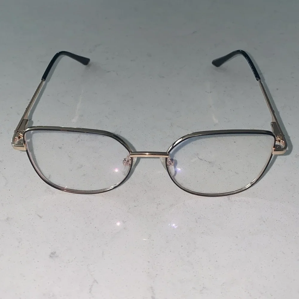 Gold‎ Metal Cat Eye Glasses Clear Lenses Fashion Eyewear TJ26062